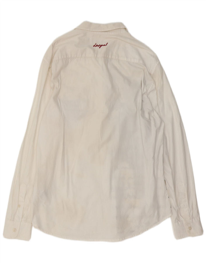 DESIGUAL Camicia da uomo con vestibilità regolare grafica, grande, cotone bianco