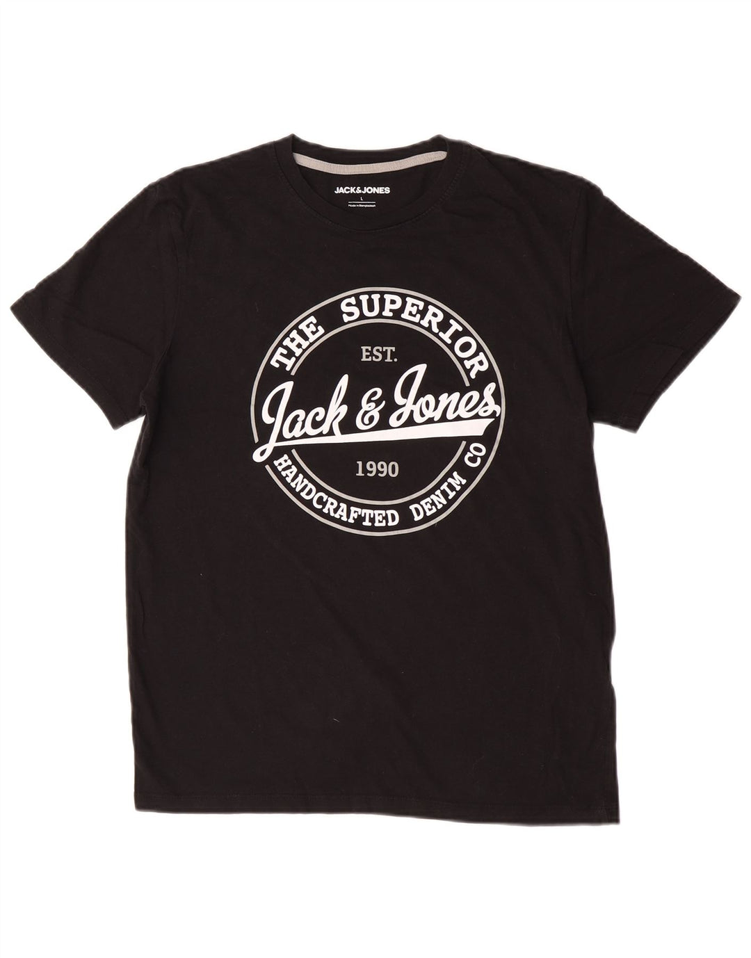 Jack & Jones T-shirt grafica da uomo grande in cotone nero
