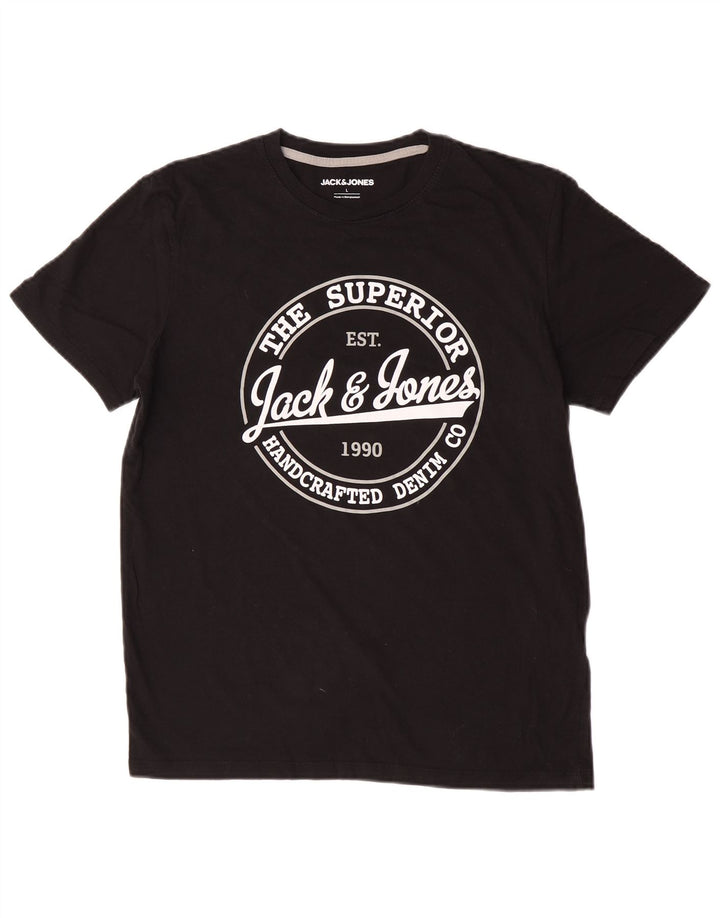 Jack & Jones T-shirt grafica da uomo grande in cotone nero