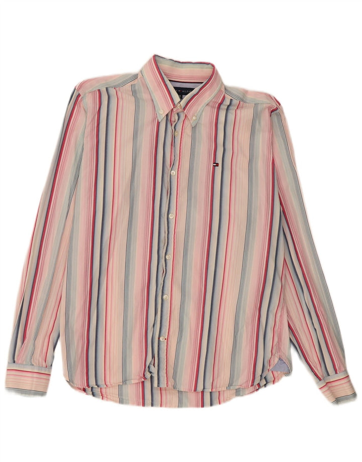 Camicia da uomo Tommy Hilfiger in cotone a righe multicolori medie