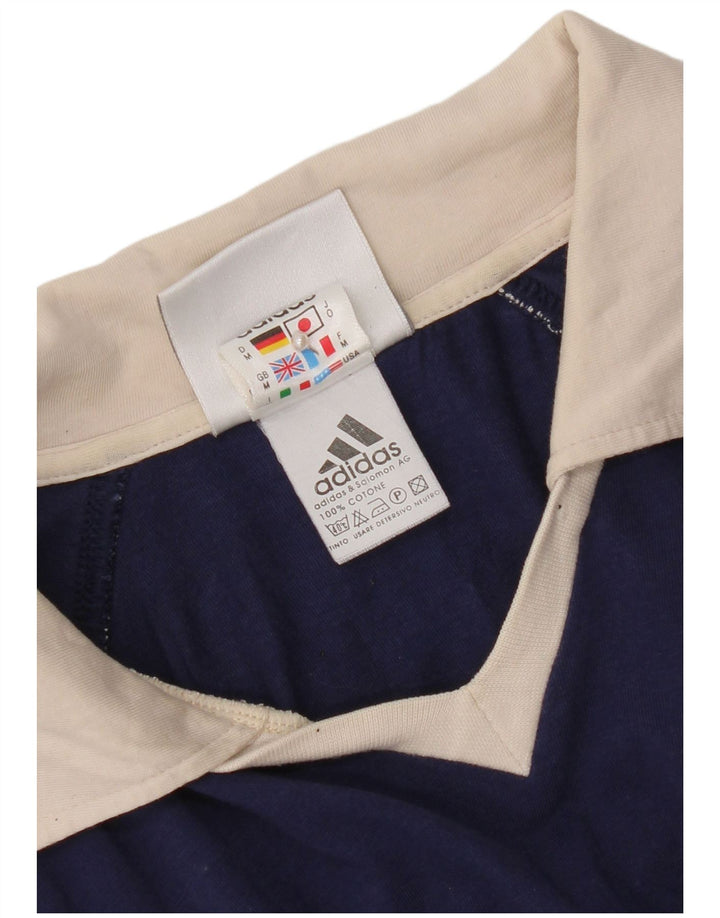 Polo Adidas da uomo in cotone color block medio blu navy