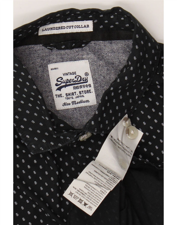 Camicia da uomo SUPERDRY in cotone maculato nero medio