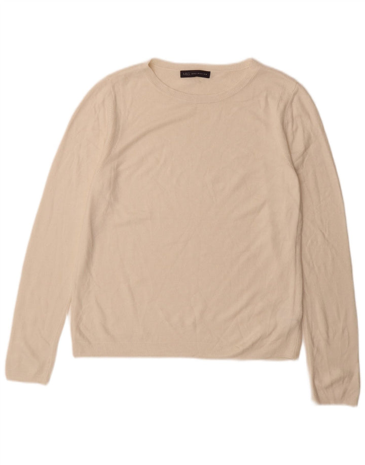 Maglione da donna Marks & Spencer con scollo a barca UK 12 Acrilico bianco medio
