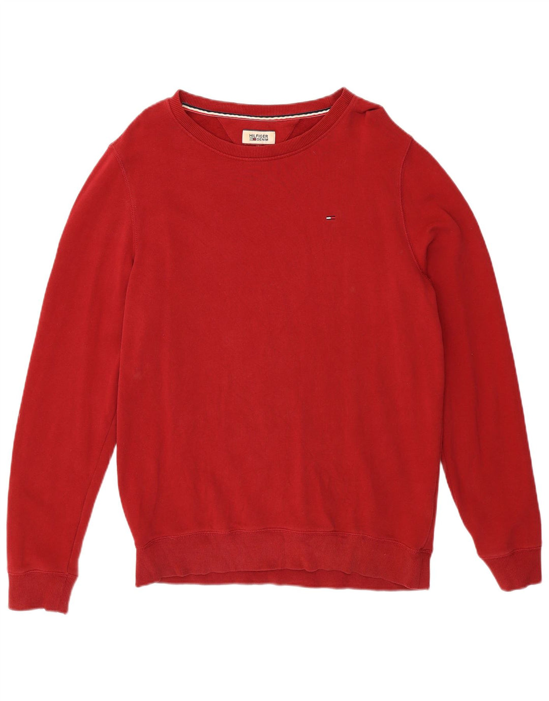 TOMMY HILFIGER Mens Sweatshirt Jumper Large Red Cotton