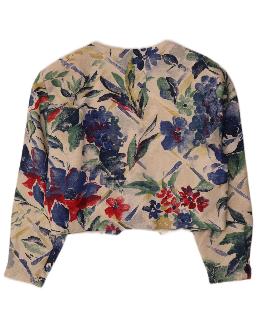 BONITA Giacca blazer a 4 bottoni corta da donna UK 10 Piccolo floreale multicolore