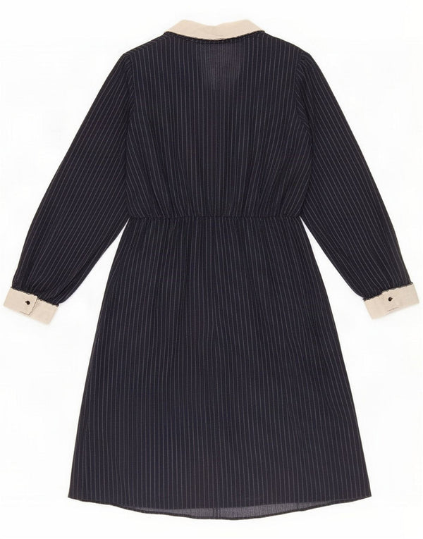 Fiorella Rubino Womens A-Line Dress UK 16 Large Navy Blue Pinstripe