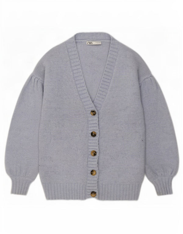 Maglione cardigan oversize da donna Zara UK 10 piccolo poliestere blu