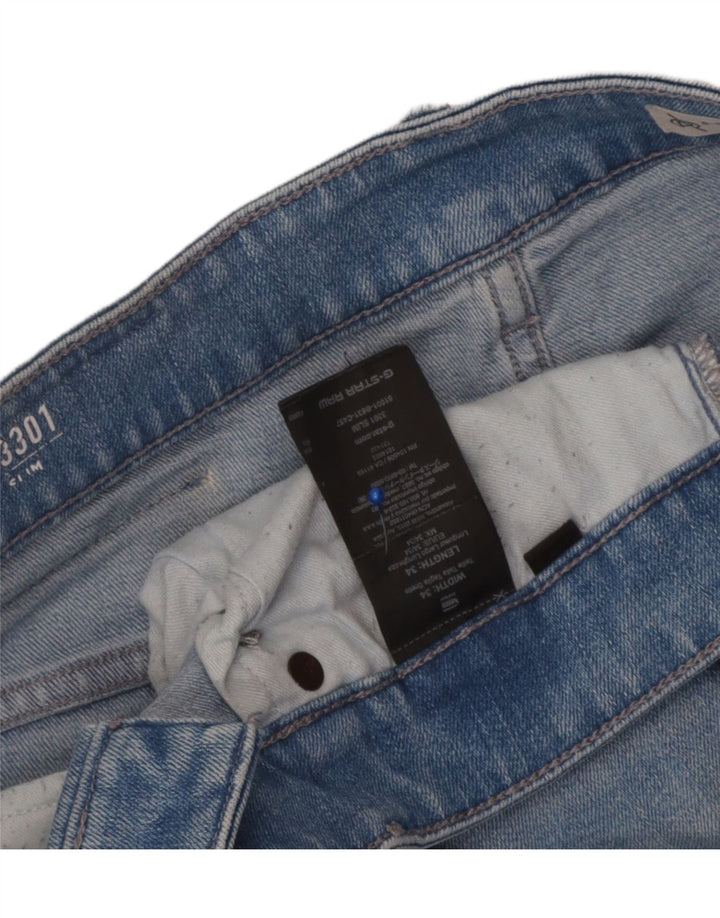 Jeans slim invecchiati da uomo G-Star 3301 W34 L34 cotone blu