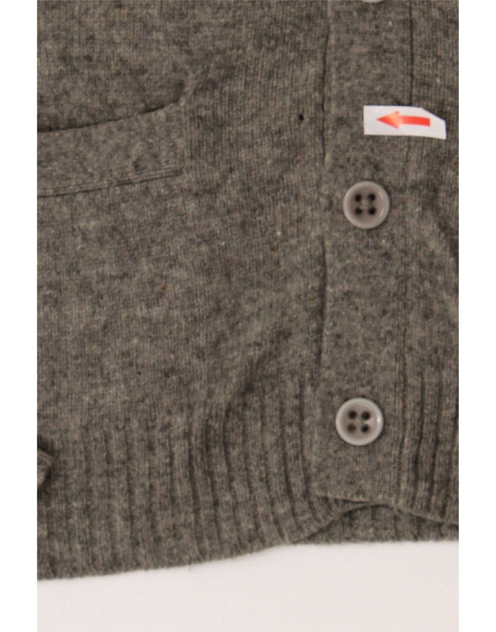 Maglione cardigan da uomo Penguin in lana d'agnello grigio medio