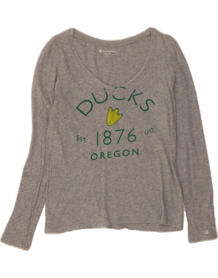 CHAMPION Womens Ducks Graphic Top Long Sleeve UK 10 Small Grey Cotton Vintage Champion and Second-Hand Champion from Messina Hembry 