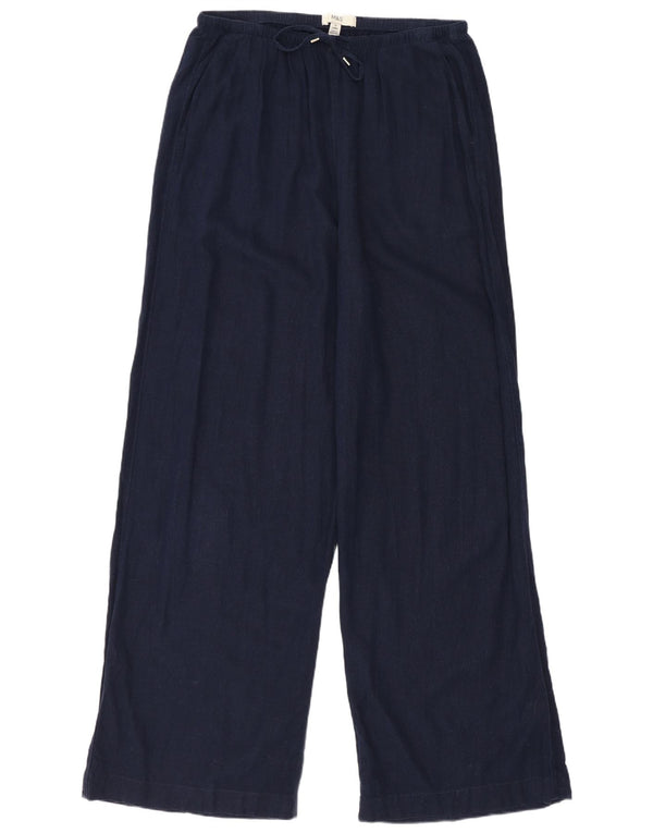 Marks & Spencer Womens Wide Leg Trousers UK 12 Medium W30 L30 Navy Blue