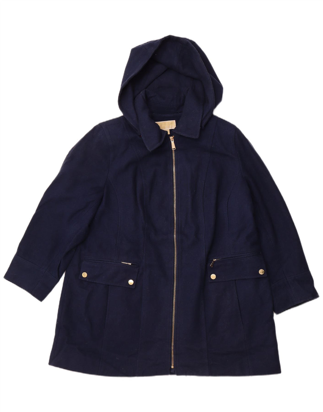 MICHAEL KORS Cappotto con cappuccio da donna UK 18 XL Lana blu navy