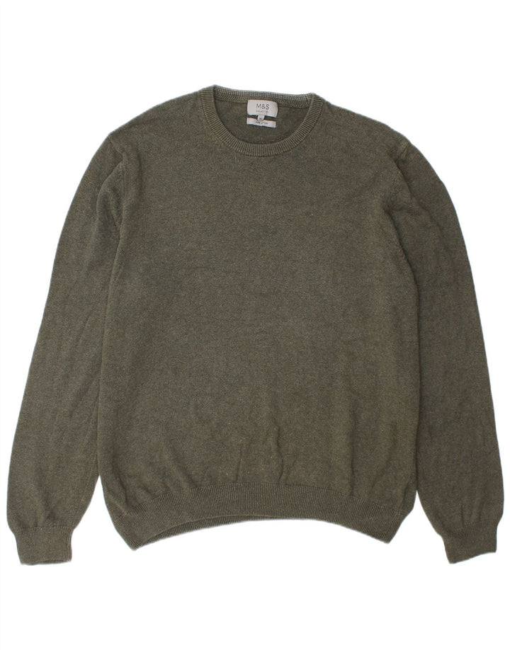 Maglione maglione girocollo da uomo Marks & Spencer XL cotone kaki