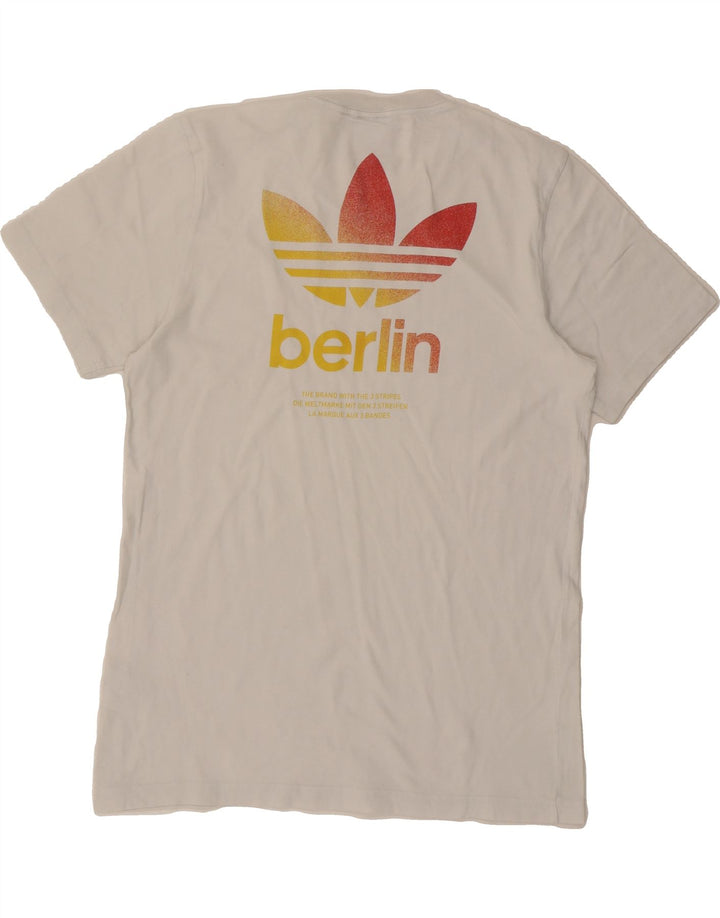 ADIDAS Mens Graphic T-Shirt Top Small White Cotton Vintage Adidas and Second-Hand Adidas from Messina Hembry 