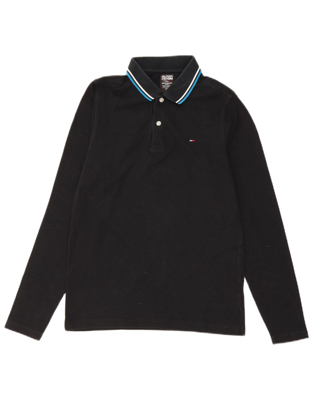 TOMMY HILFIGER Polo da uomo a manica lunga in cotone nero medio