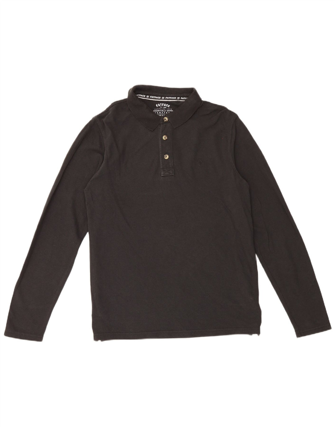 Polo da uomo a maniche lunghe Fat Face grande in cotone nero