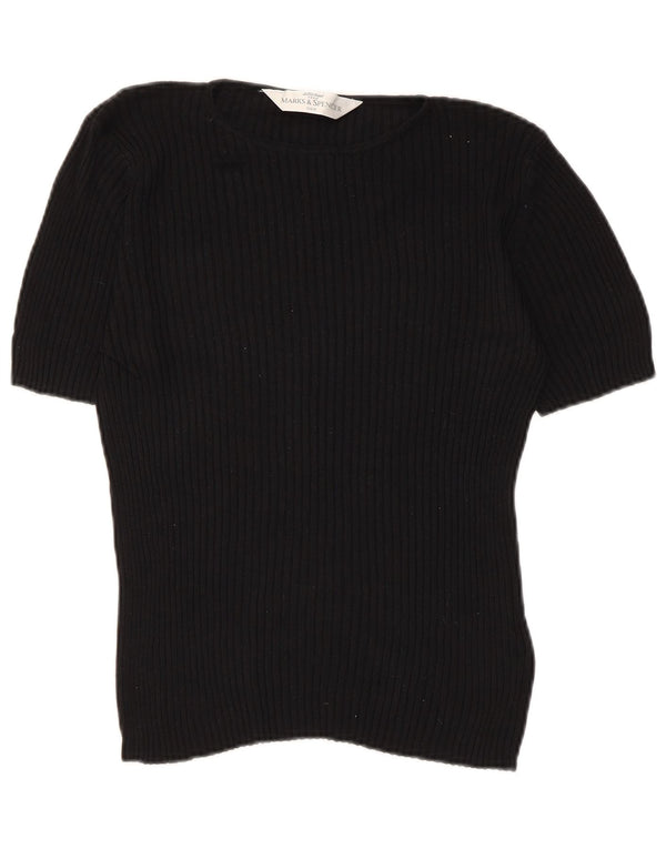 Top camicetta da donna Marks & Spencer UK 12 seta media nera