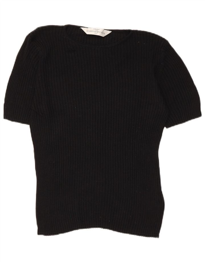 Top camicetta da donna Marks & Spencer UK 12 seta media nera