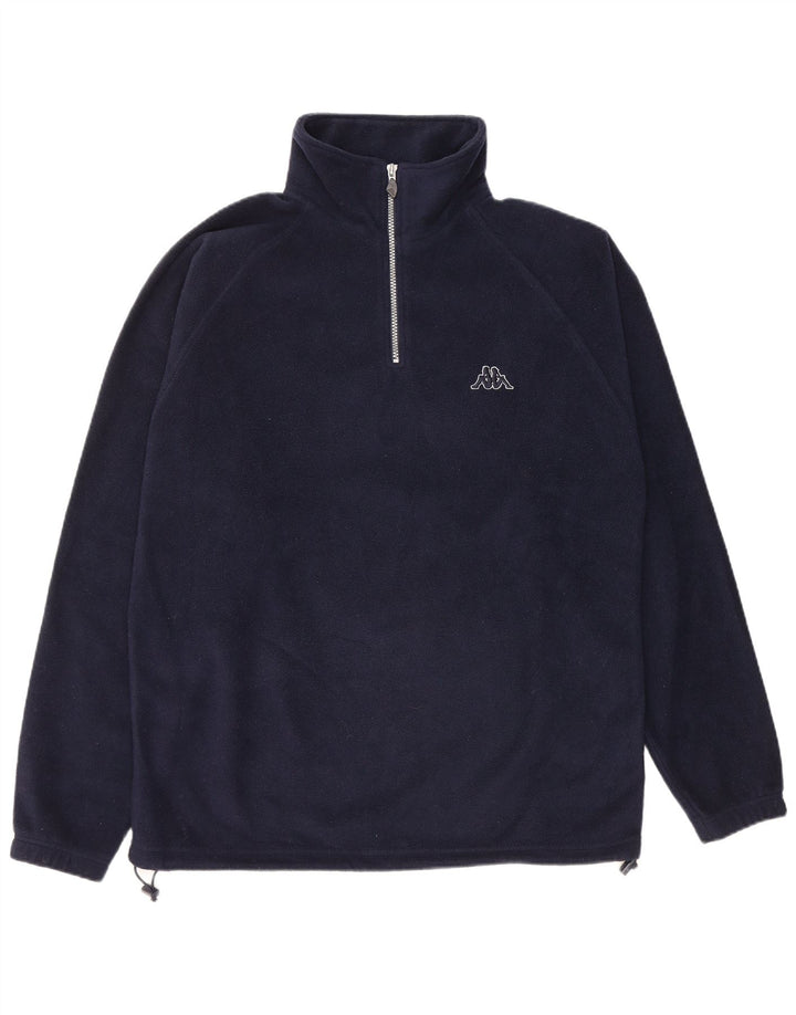 Maglione in pile da uomo KAPPA con zip e collo, grande, in poliestere blu navy