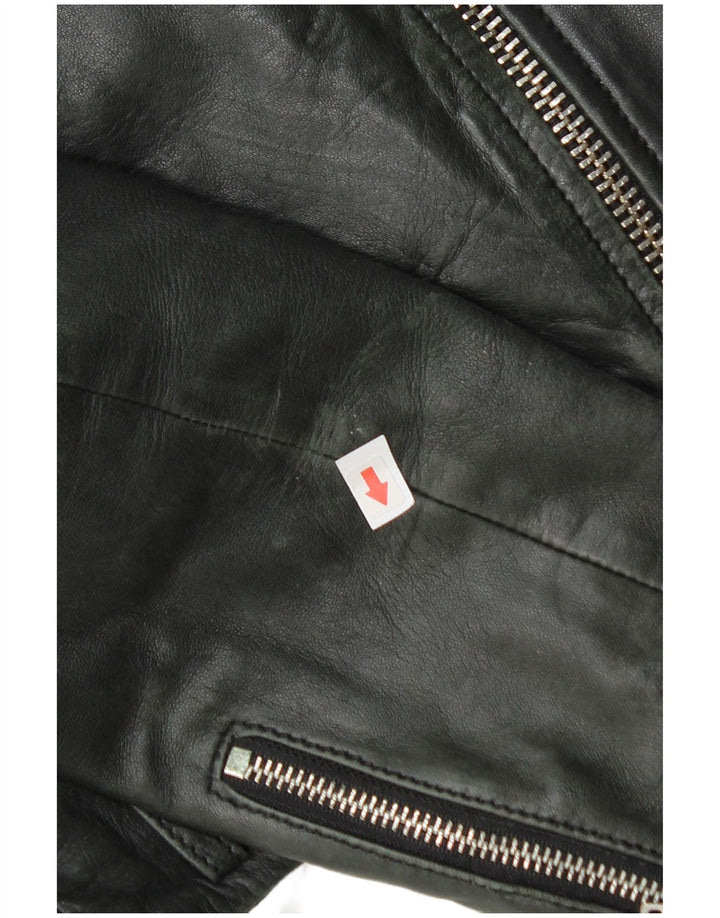 Giacca da motociclista in pelle corta da donna Zara UK 12 media nera
