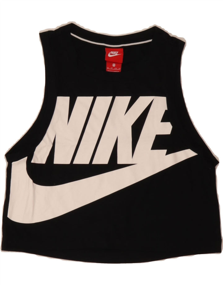 NIKE Womens Crop Graphic Vest Top UK 6 XS Black Vintage Nike and Second-Hand Nike from Messina Hembry 