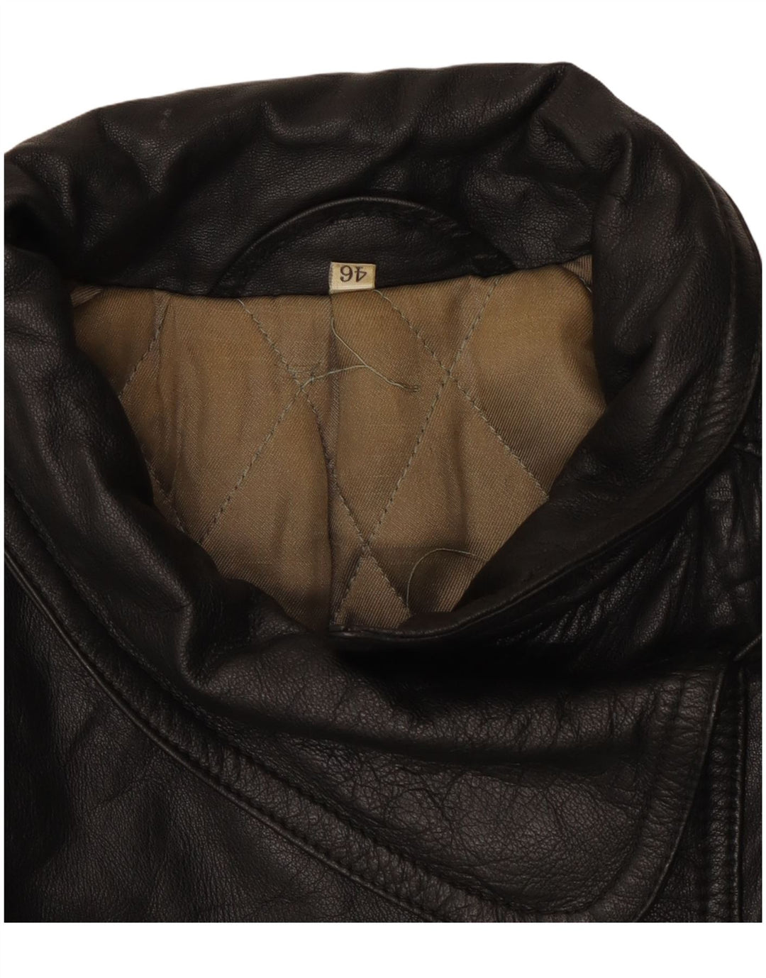 Giacca in pelle vintage da donna IT 46 grande nera