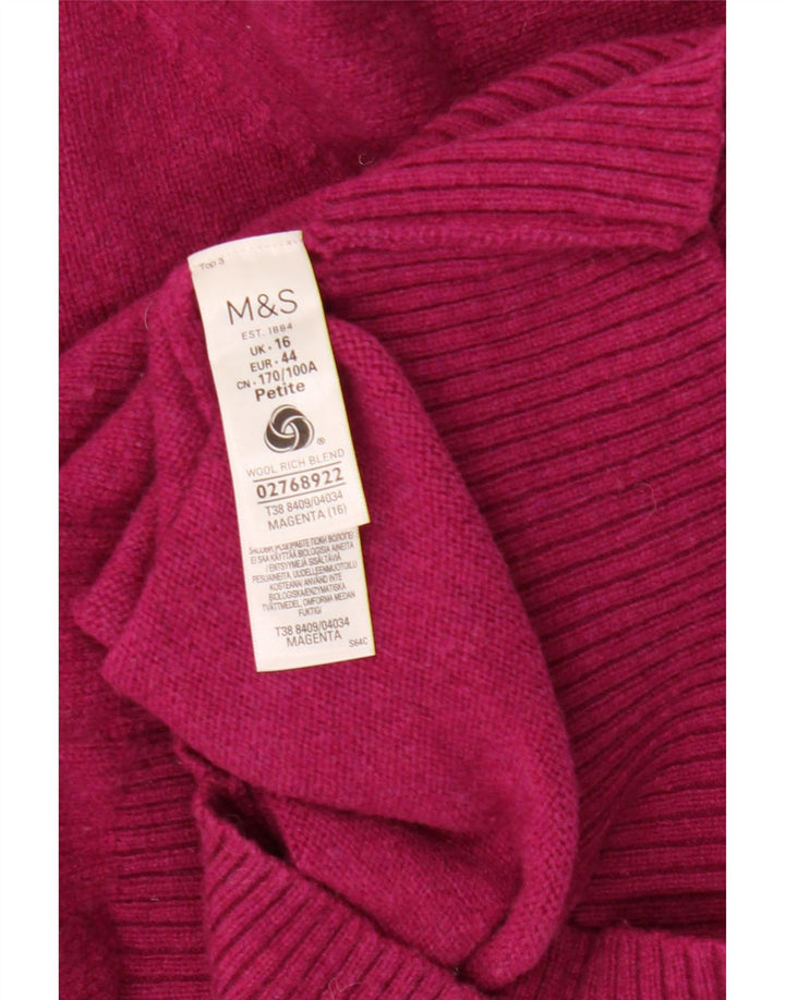 Maglione maglione a collo alto da donna Marks & Spencer UK 16 Large Pink Lambswool