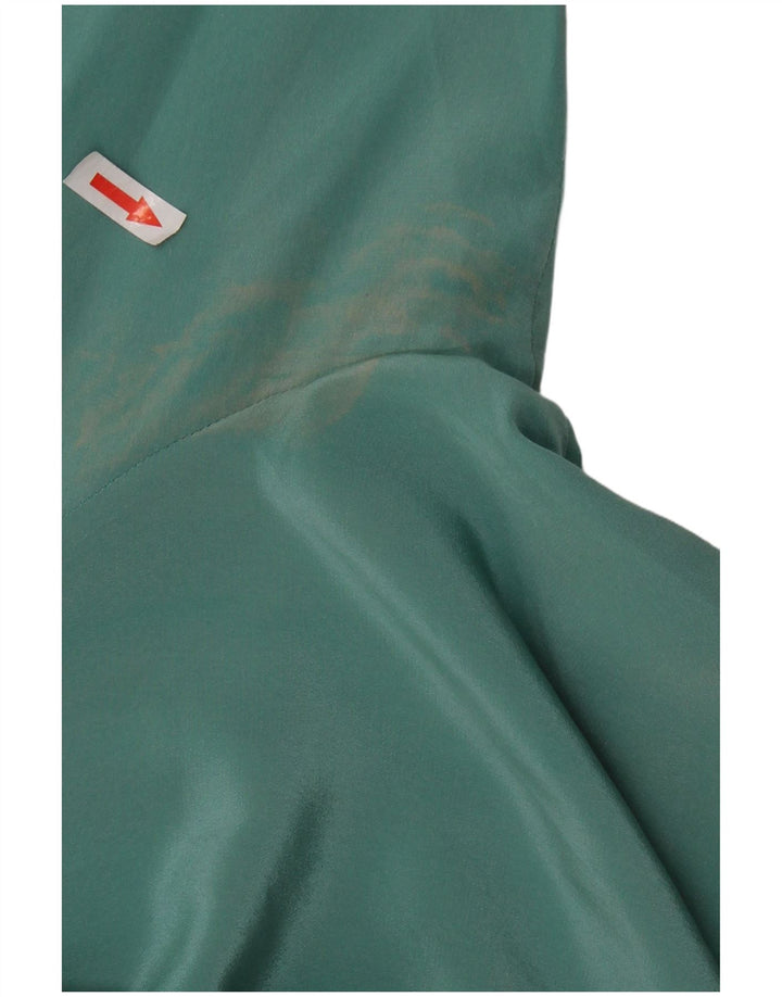 VINTAGE Camicetta a maniche lunghe con allacciatura frontale da donna UK 16 Grande seta verde