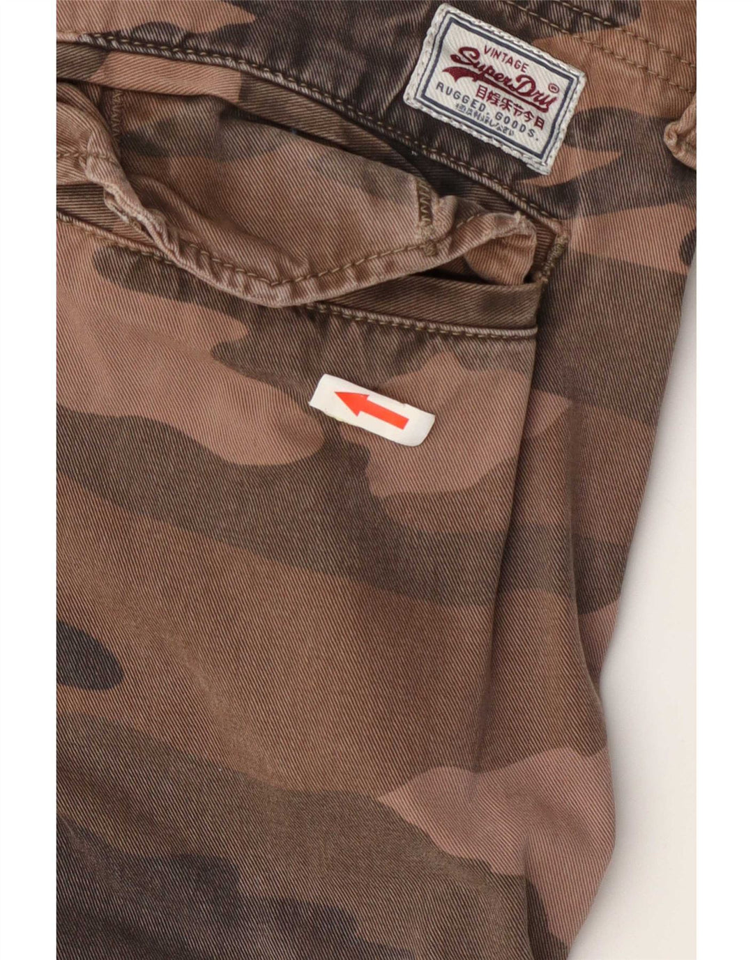 Pantaloncini cargo da uomo Superdry Large W36 in cotone mimetico marrone