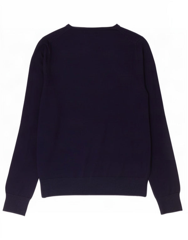Maglione Zara da uomo con scollo a V grande in viscosa blu navy