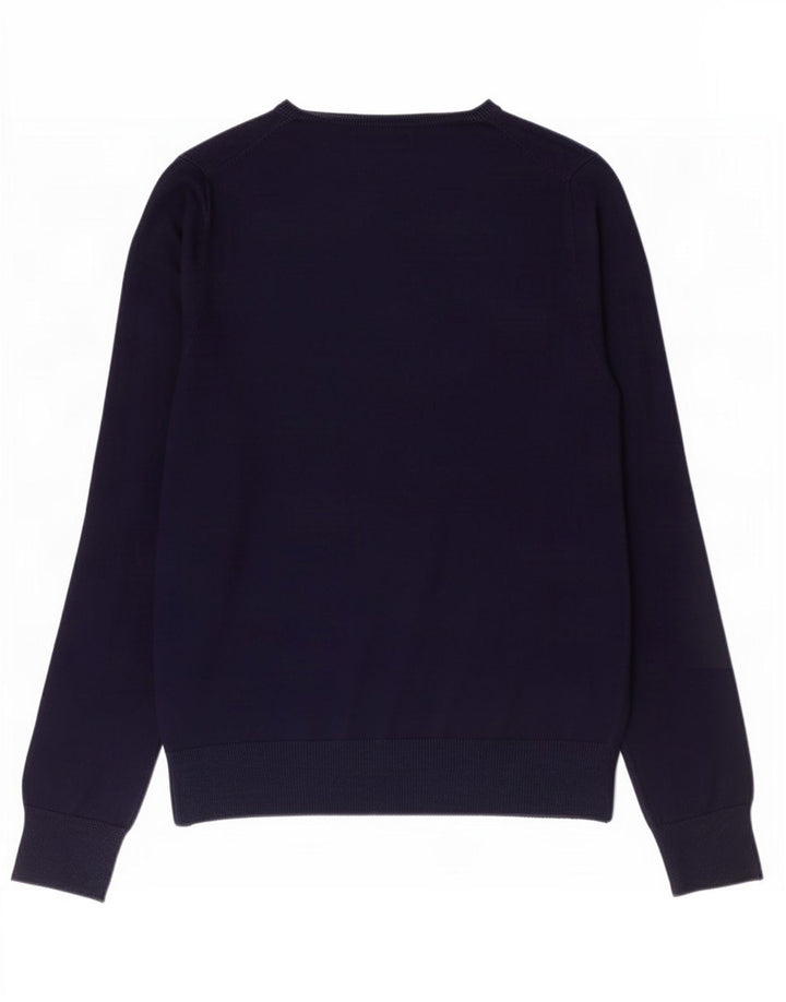 Maglione Zara da uomo con scollo a V grande in viscosa blu navy