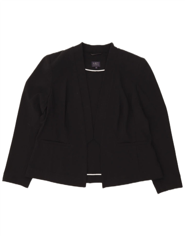 Giacca blazer aperta da donna Marks & Spencer UK 18 XL poliestere nero