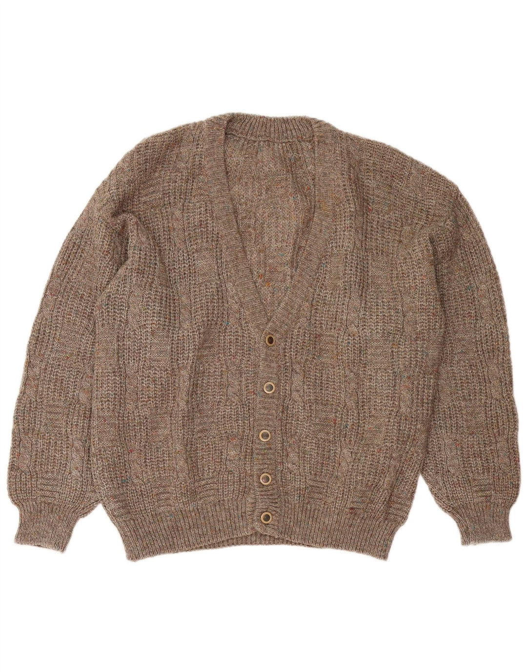 Maglione cardigan da uomo vintage grande marrone screziato