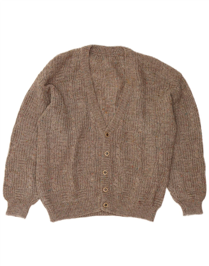 Maglione cardigan da uomo vintage grande marrone screziato