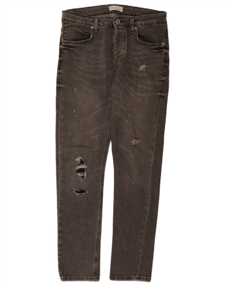 Jeans slim invecchiati da uomo Zara EU 40 medio W31 L31 cotone grigio