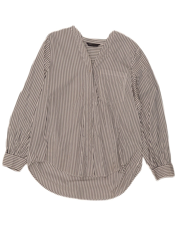 Camicia pullover da donna Marks & Spencer UK 16 grande cotone a righe bianche