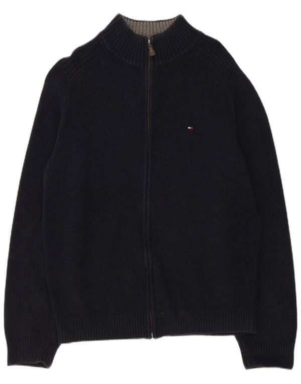 Maglione cardigan con zip intera da donna Tommy Hilfiger UK 18 XL cotone blu navy