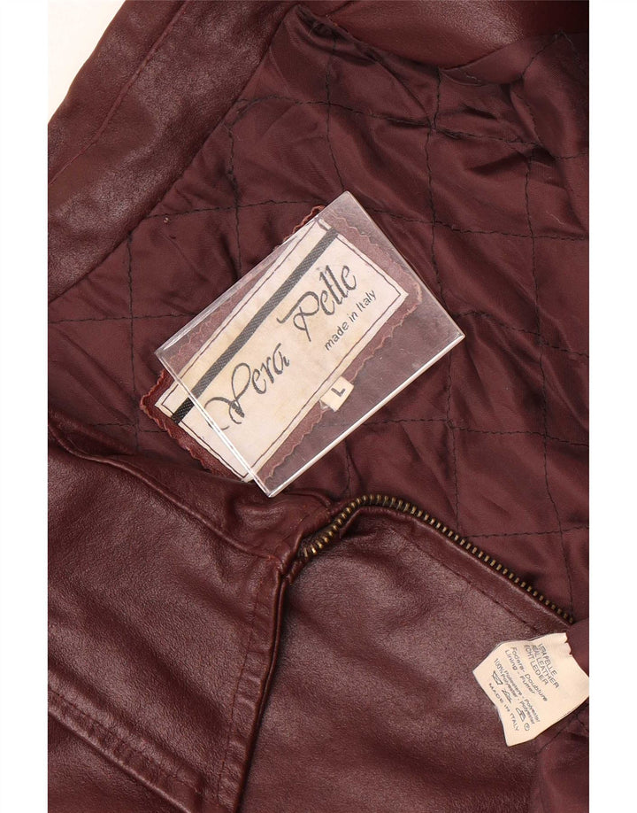 Giacca in pelle vintage da uomo UK 40 grande bordeaux
