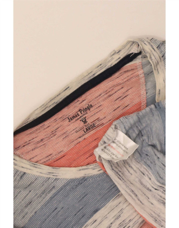 T-shirt da uomo James Pringle Top grande in cotone a righe multicolori
