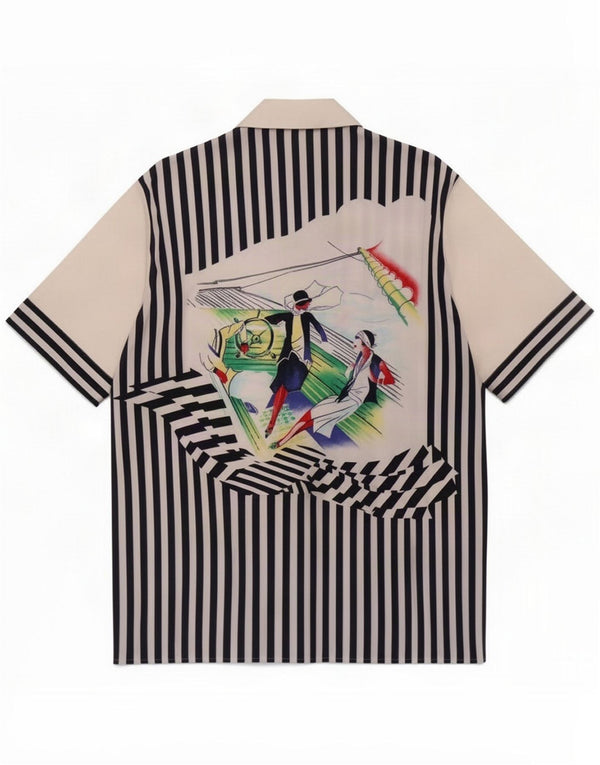 Camicetta vintage da donna trasparente con camicia trasparente UK 14 Medium White Striped Nautical