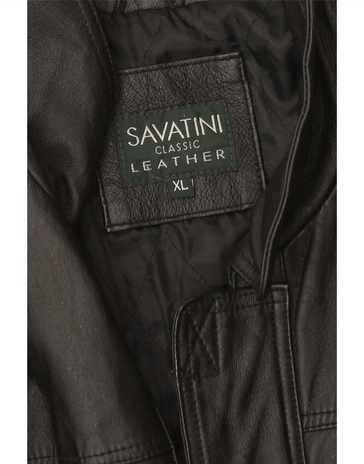 Giacca in pelle da uomo Savatini UK 42 XL Nera