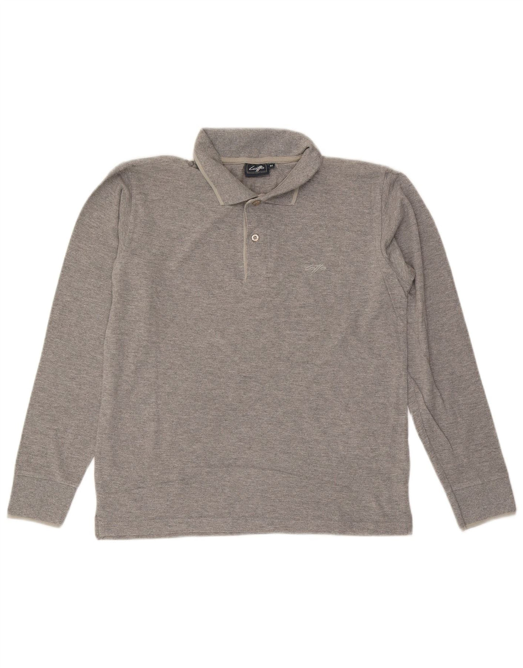 Polo da uomo a maniche lunghe LOTTO in cotone grigio medio