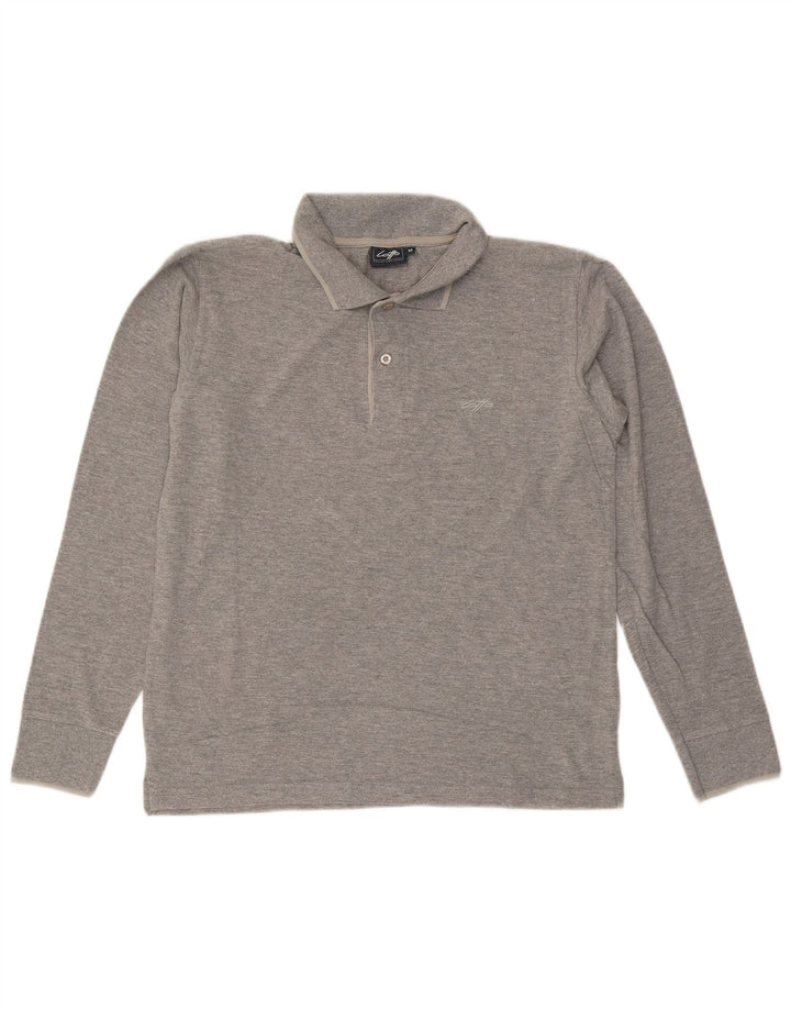 Polo da uomo a maniche lunghe LOTTO in cotone grigio medio