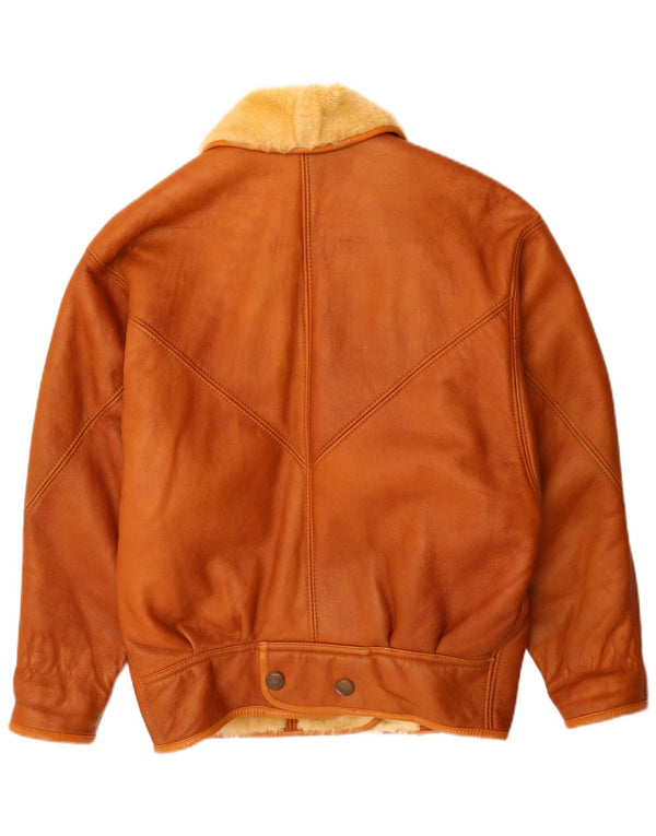 Giacca in shearling oversize da donna vintage UK 16 grande marrone