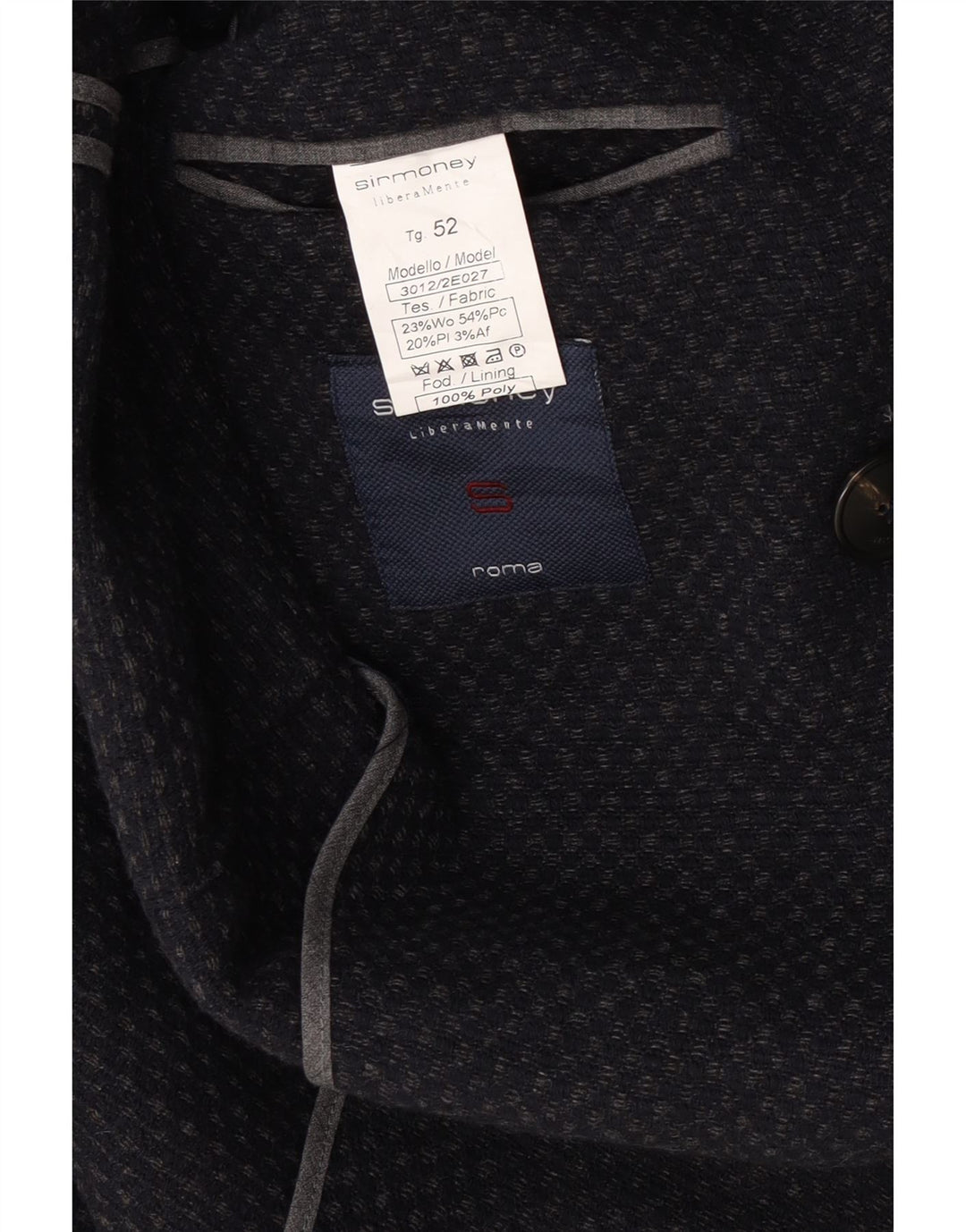 Giacca blazer doppiopetto da uomo Sirmoney IT 52 XL Lana maculata blu navy