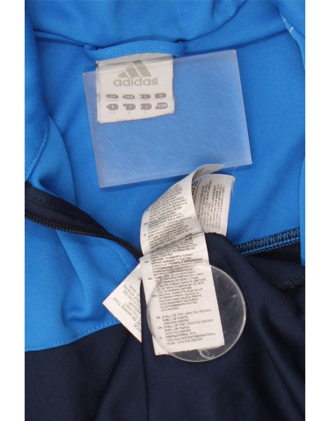 ADIDAS Mens Tracksuit Top Jacket UK 38/40 Medium Navy Blue Colourblock
