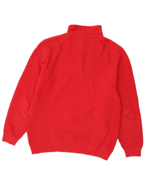 Massimo Dutti Maglione da uomo con zip e collo XL in cotone rosso