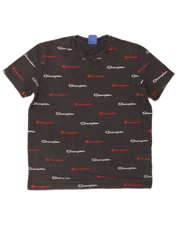 T-shirt grafica da uomo Champion Top piccola in cotone grigio