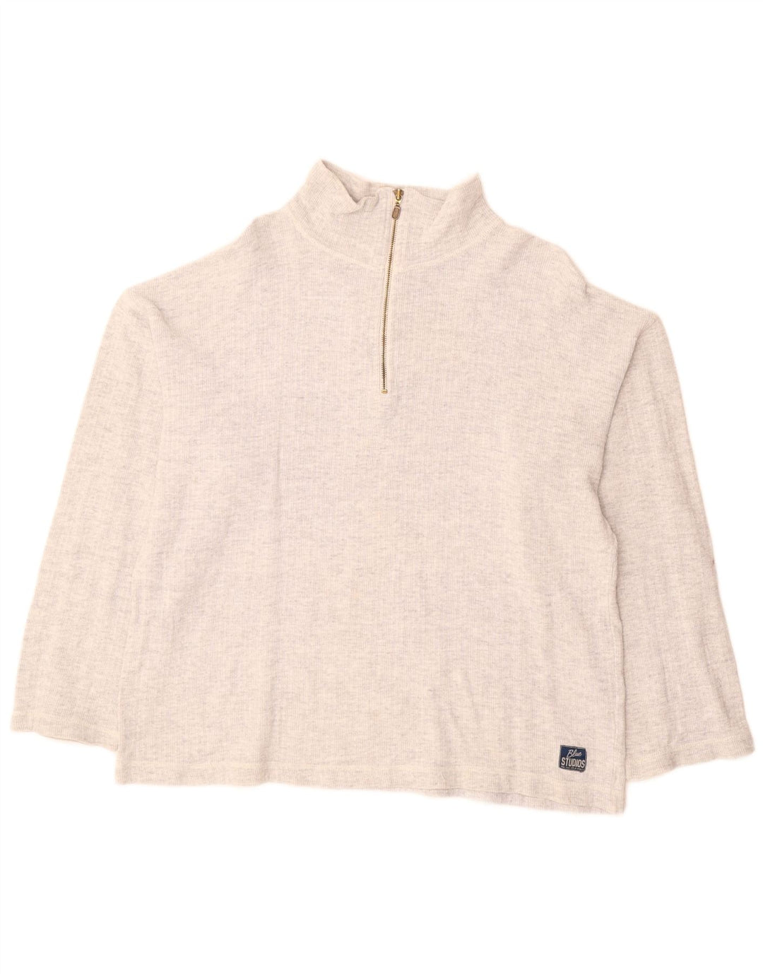 Maglione maglione con collo con zip da donna VINTAGE UK 18 XL Grigio