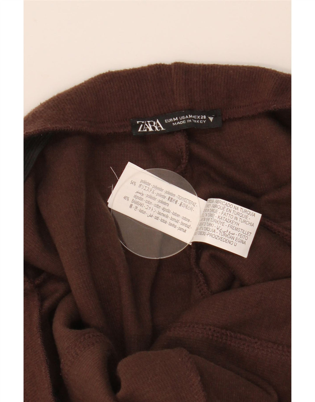 Pantaloni da tuta in maglia da donna Zara UK 14 Poliestere marrone medio